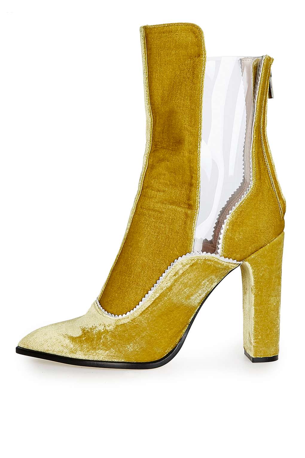yellow velvet boots